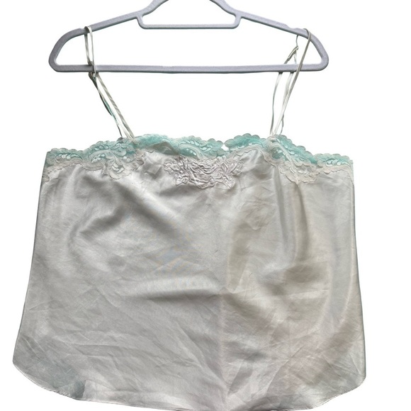 Easton Tops - Linda for Eaton Vintage 80s 90s Ivory Lace Trim Camisole Top Size L Romantic